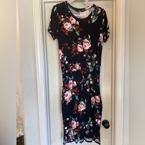Floral MIDI dress with adjustable tie waist